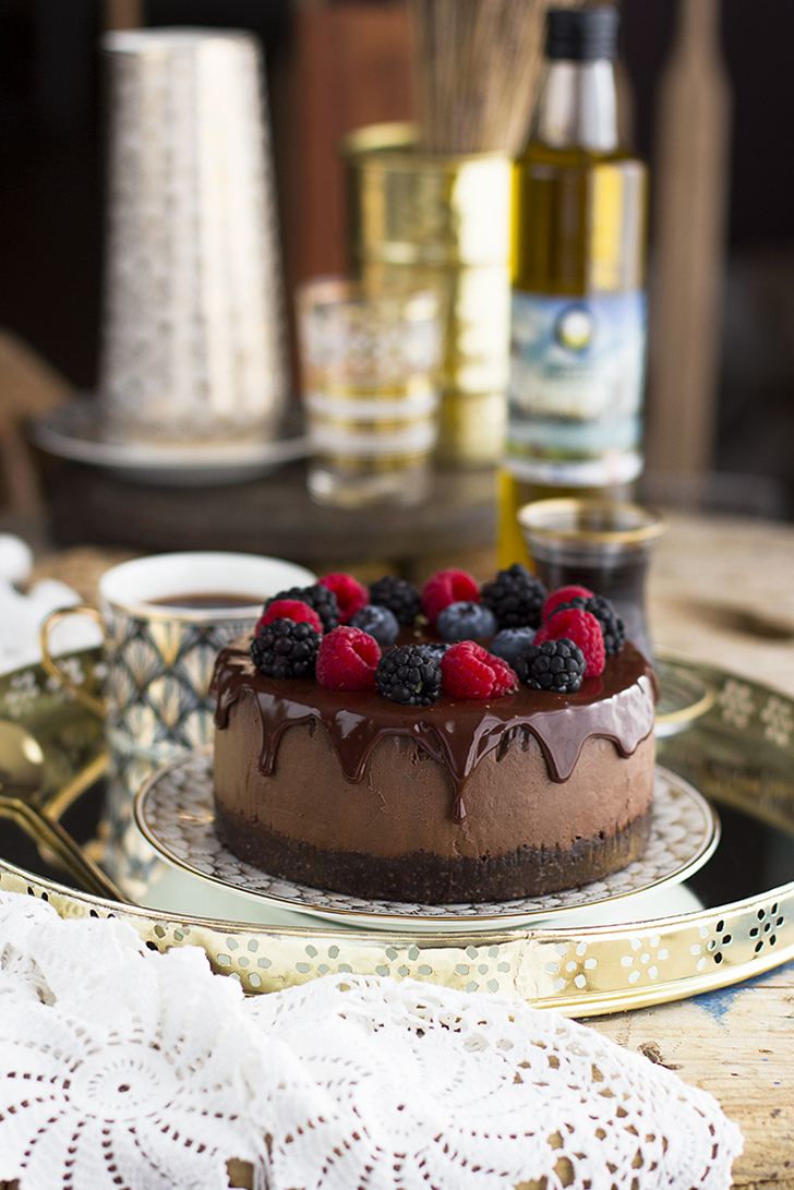 Cheesecake de Chocolate y aceite de oliva receta saludable