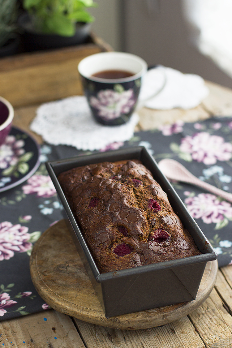 Plum Cake de Frambuesa y Chocolate super sano y delicioso