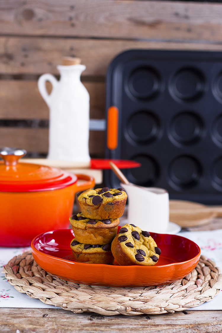 Muffins de Calabaza y Chocolate, super extra esponjosos y faciles